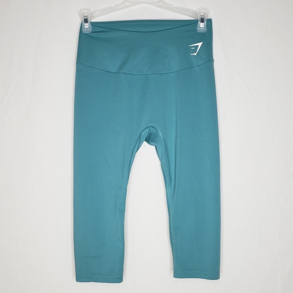 Gymshark Pants - Gymshark Womens Training Crop Leggings Stretch Size M Yoga Fitness Gym Logo